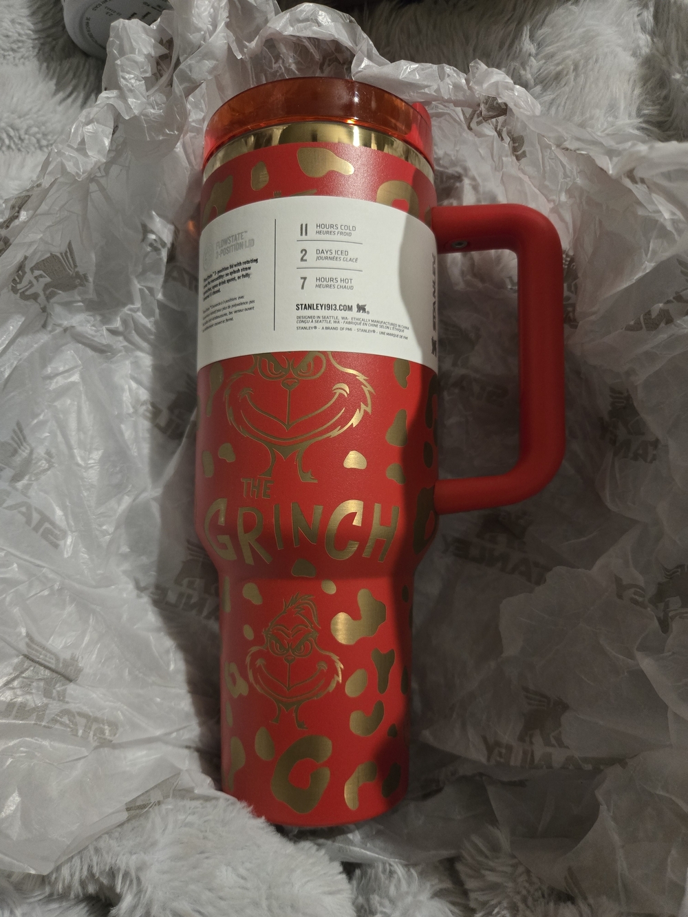 Stanley x The Grinch Red & Gold Travel Tumbler with Handle